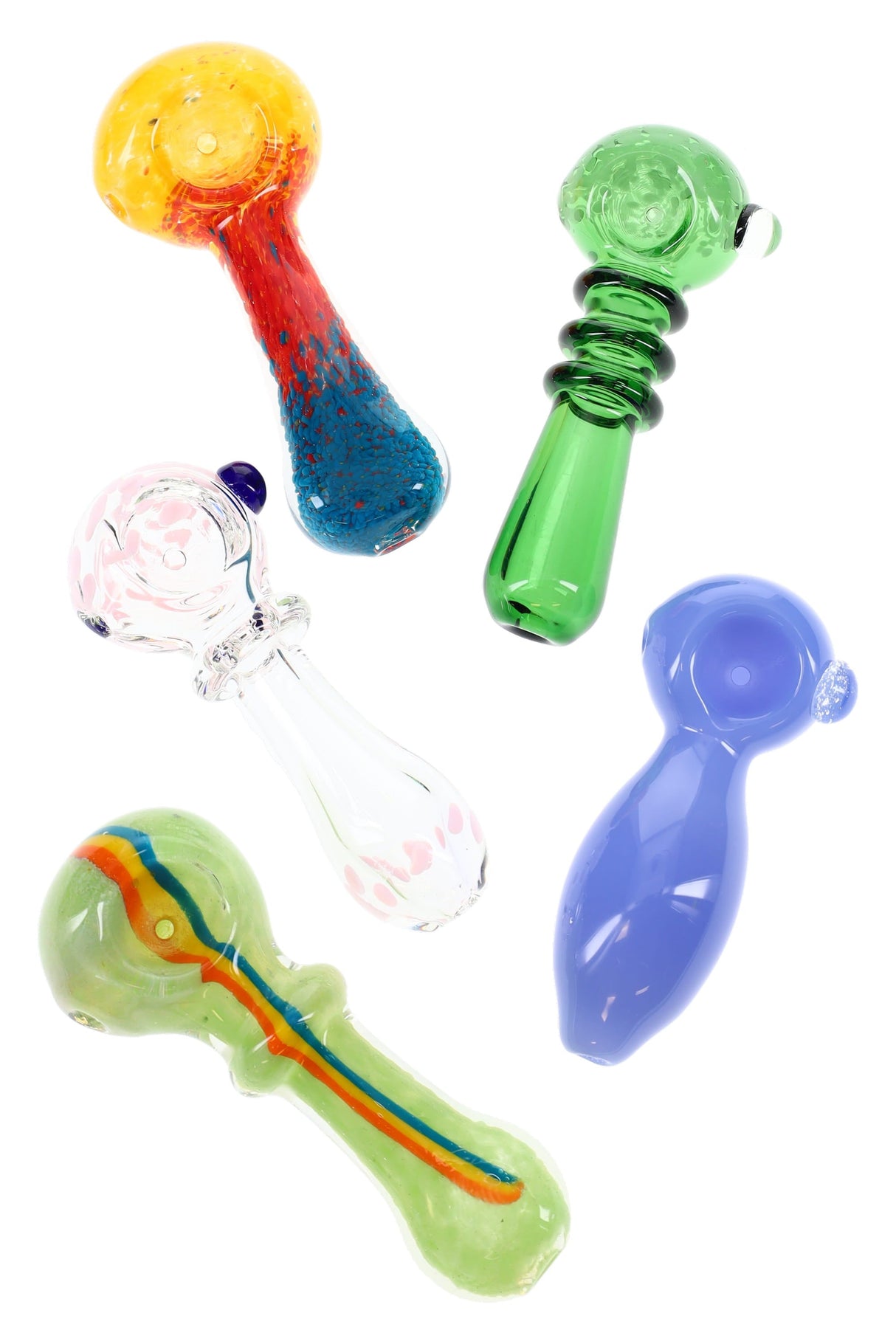 Colorful Glass Spoon Pipe “Grab Bag” – 4″–4.5″ – Assorted Colors