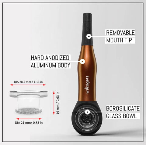 Weedgets Maze-X Pipe in black with cough-less technology and removable mouth tip, front view