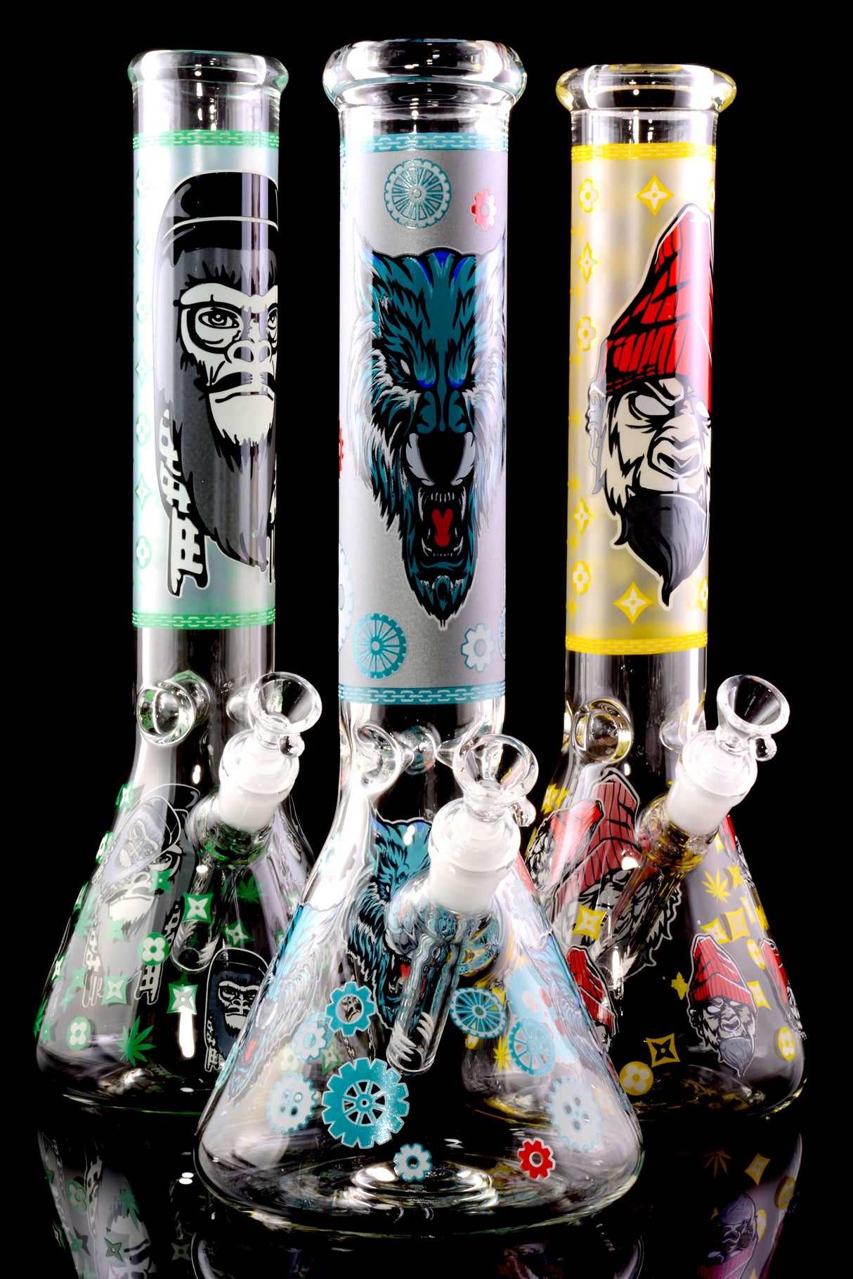 GoG Glow-in-the-Dark Decal Beaker Bong – Ice Pinch – 14″ – Assorted