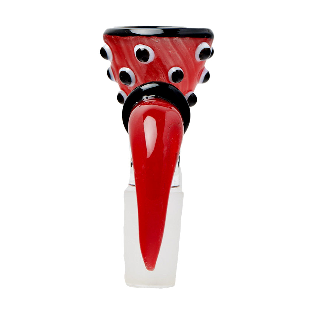 Cheech Glass 2" Polka Dot Bowl with Horn, 14mm Female Joint, Front View
