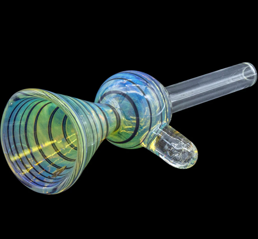 LA Pipes 9mm "Loud Speaker" Blue Pull-Stem Slide Bowl for Dry Herbs, Borosilicate Glass
