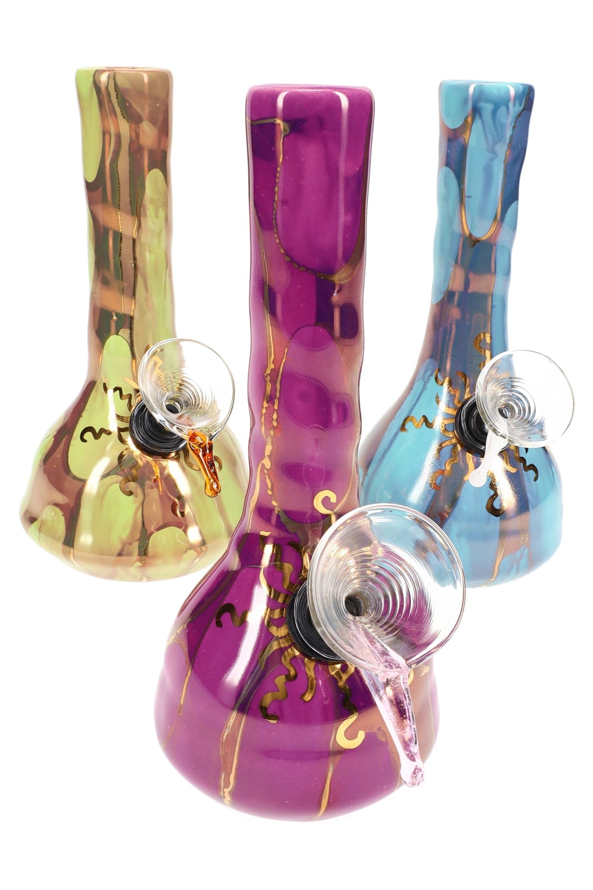 Ancient Creations Ceramics 6″ Ceramic Beaker Bong – 22K Gold – US-Made