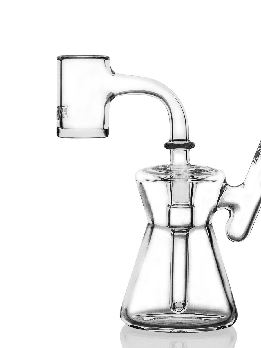 GRAV 10mm Male Thick Quartz Seamless Banger Side View on Clear Glass Dab Rig