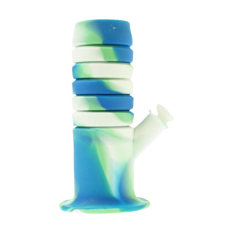 RGR Canada 11.5" flexible silicone straight water pipe in blue, front view with glass bowl
