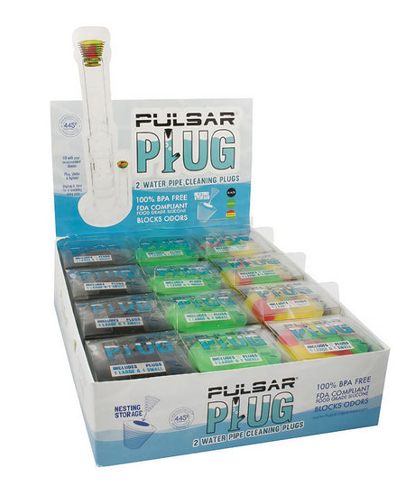 Pulsar Plug assortment box with colorful silicone water pipe cleaning plugs