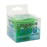 Pulsar Plug 12-piece assortment pack for bong cleaning, medium size, silicone material, front view.