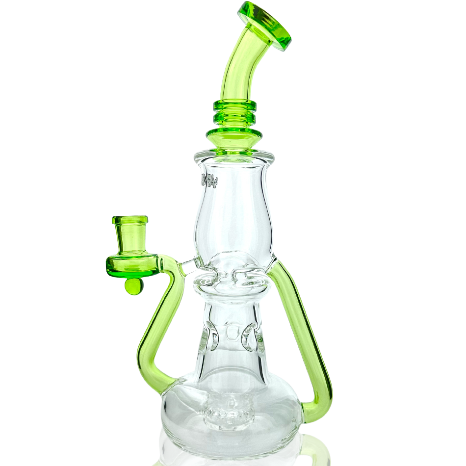AFM 9.5" Nebula Glass Recycler Dab Rig with Colored Accents - Front View