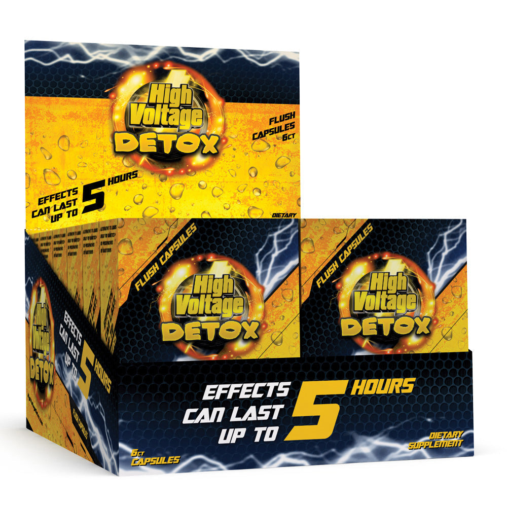 12PC Display of High Voltage Detox Fast Flush Capsules with 6 capsules per box