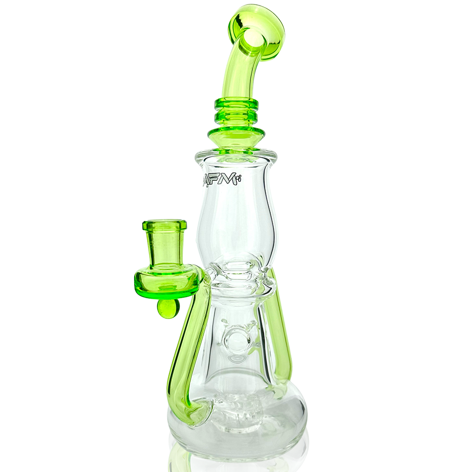 AFM 9.5" Nebula Glass Recycler Dab Rig with 14mm Female Joint and Colored Accents