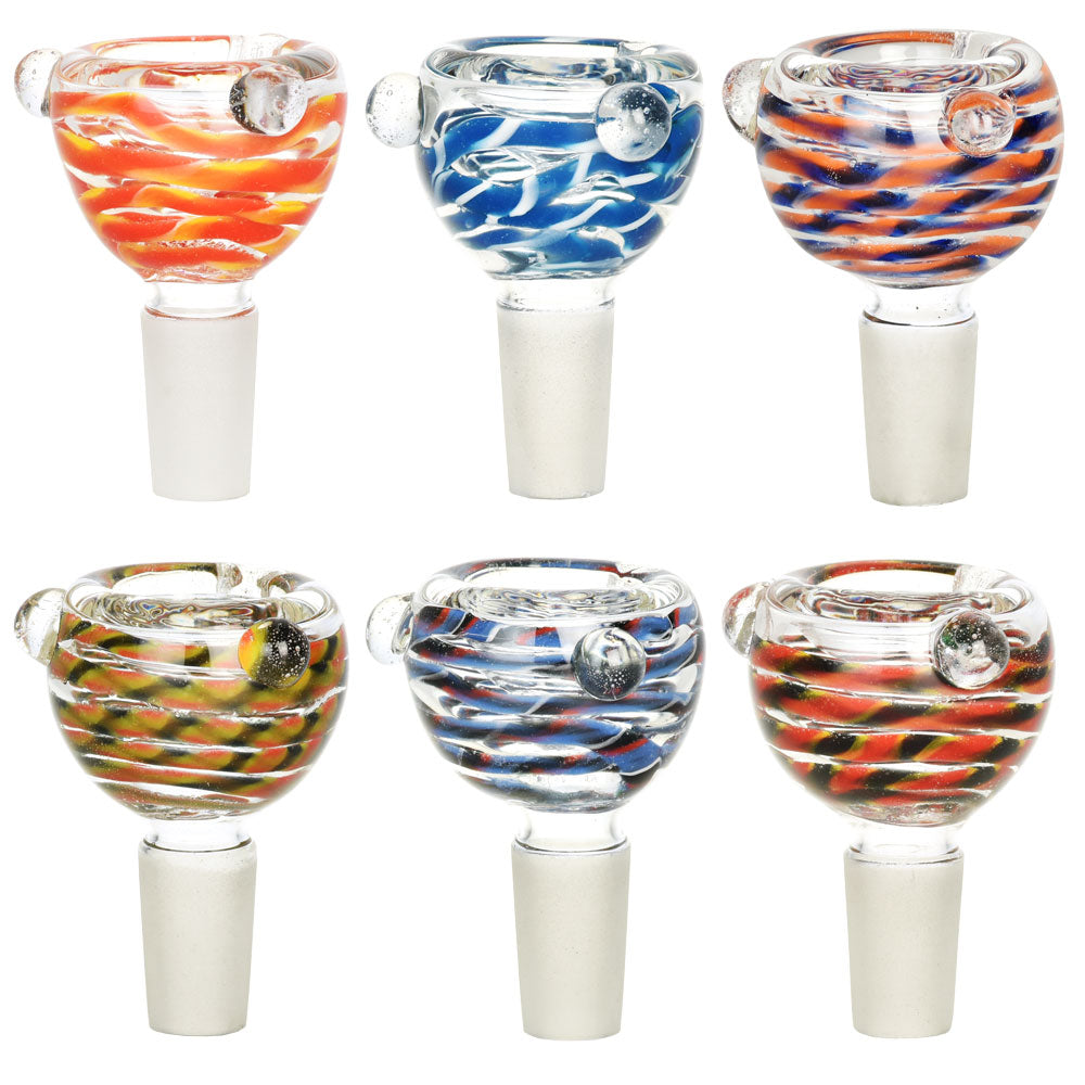 Assortment of 14mm Male Handblown Glass Herb Slide Bowls in Various Colors