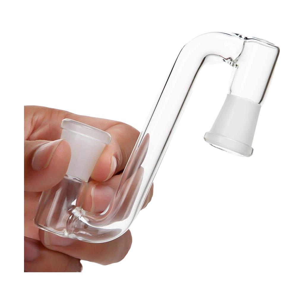 PILOTDIARY 14mm Female to Female Glass Adapter Pair Held in Hand - Clear and Durable