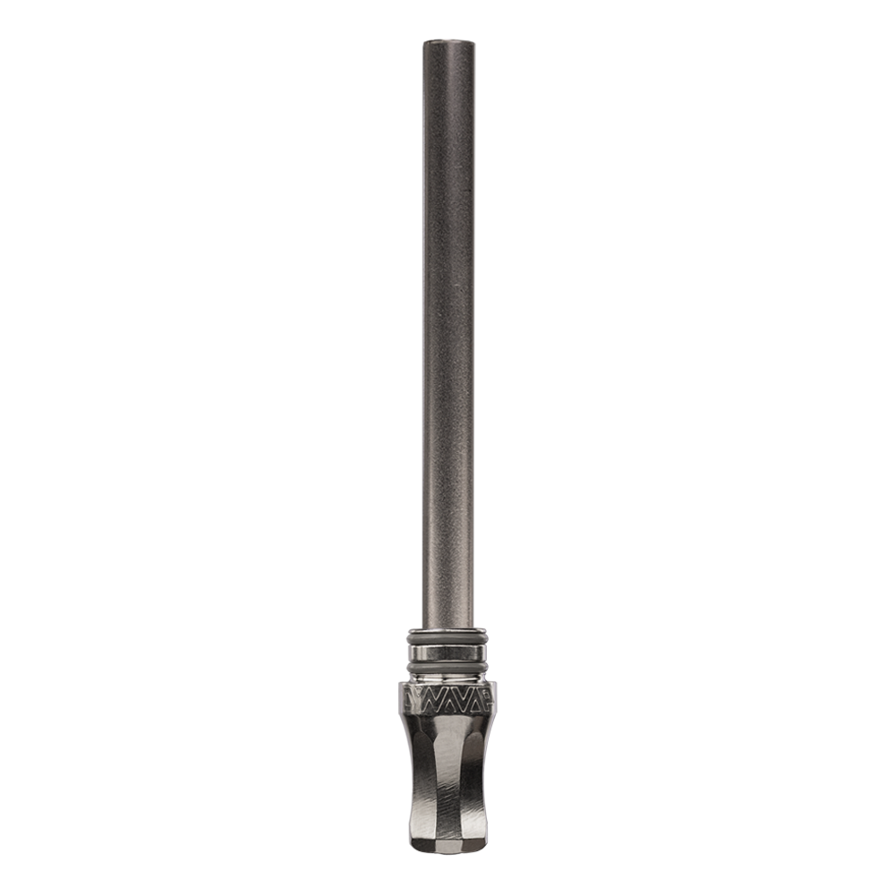 DynaVap M condenser assembly shown attached to a stem, demonstrating the XL length configuration.