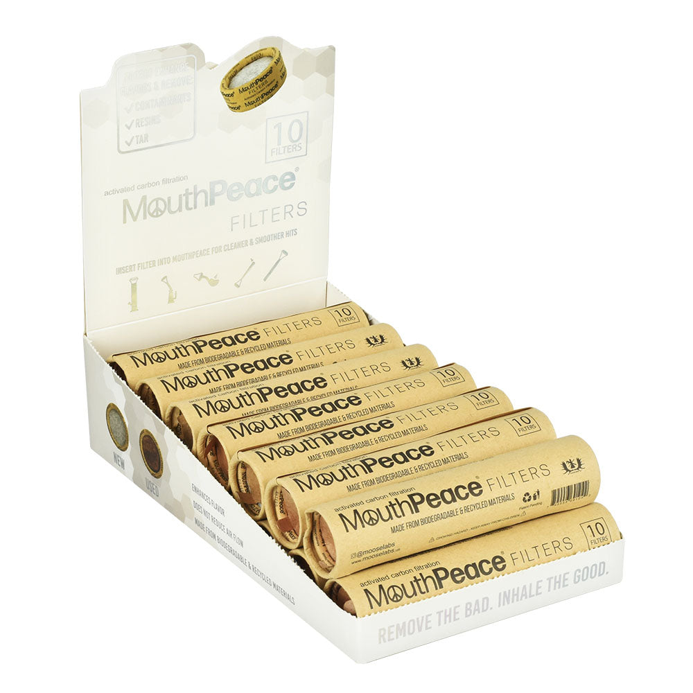 MouthPeace Filter Refill Roll 10pk Display Box Front View - Dab Rig Accessory