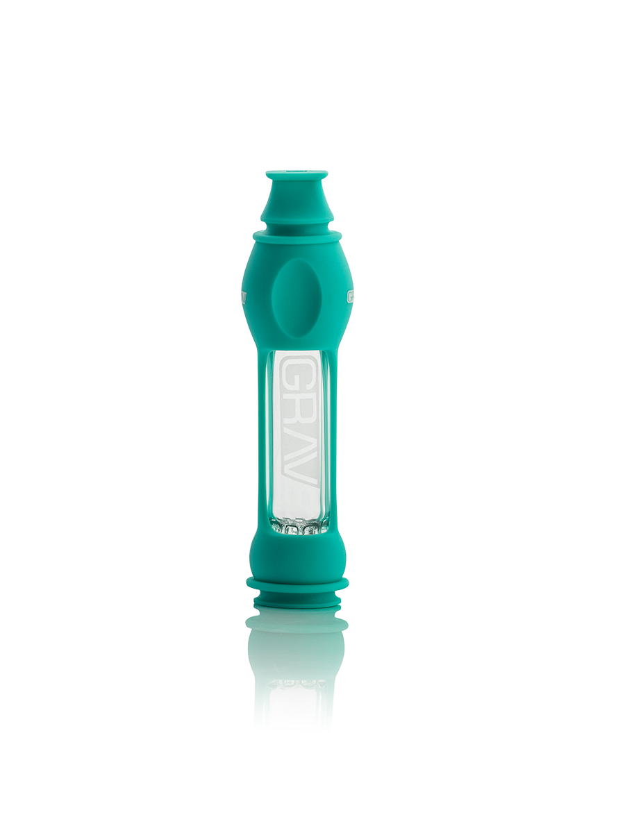 GRAV 16mm Octo-taster with Teal Silicone Skin for Dry Herbs - Front View
