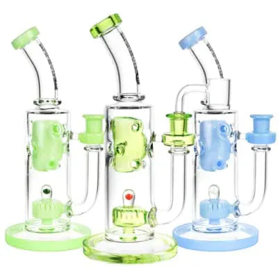 Pulsar Swiss Opal Perc Rig collection, 9.5" tall, 90-degree joint, thick glass, for concentrates