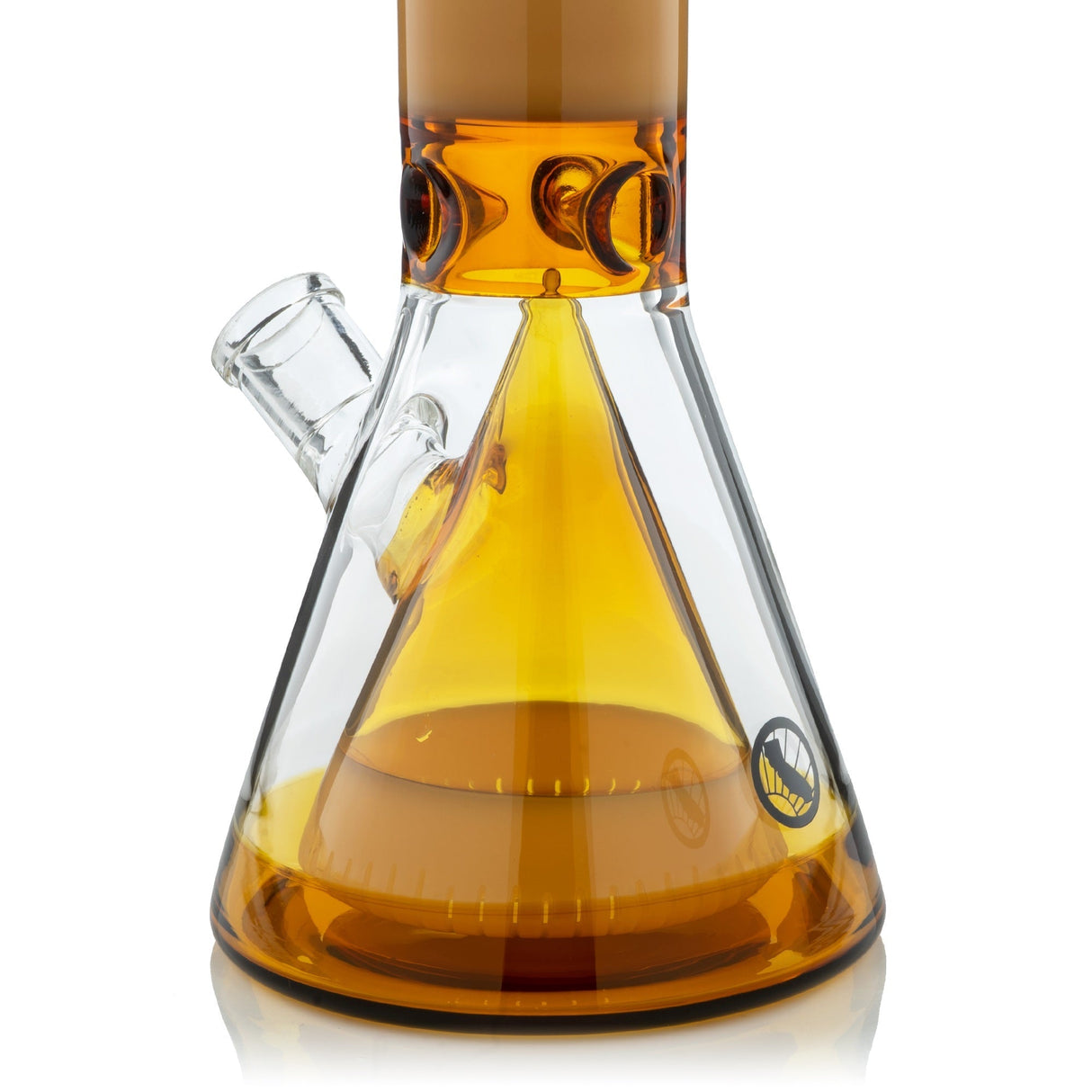 MAV Glass 18" Manhattan Pyramid Beaker Bong in Amber - Front View