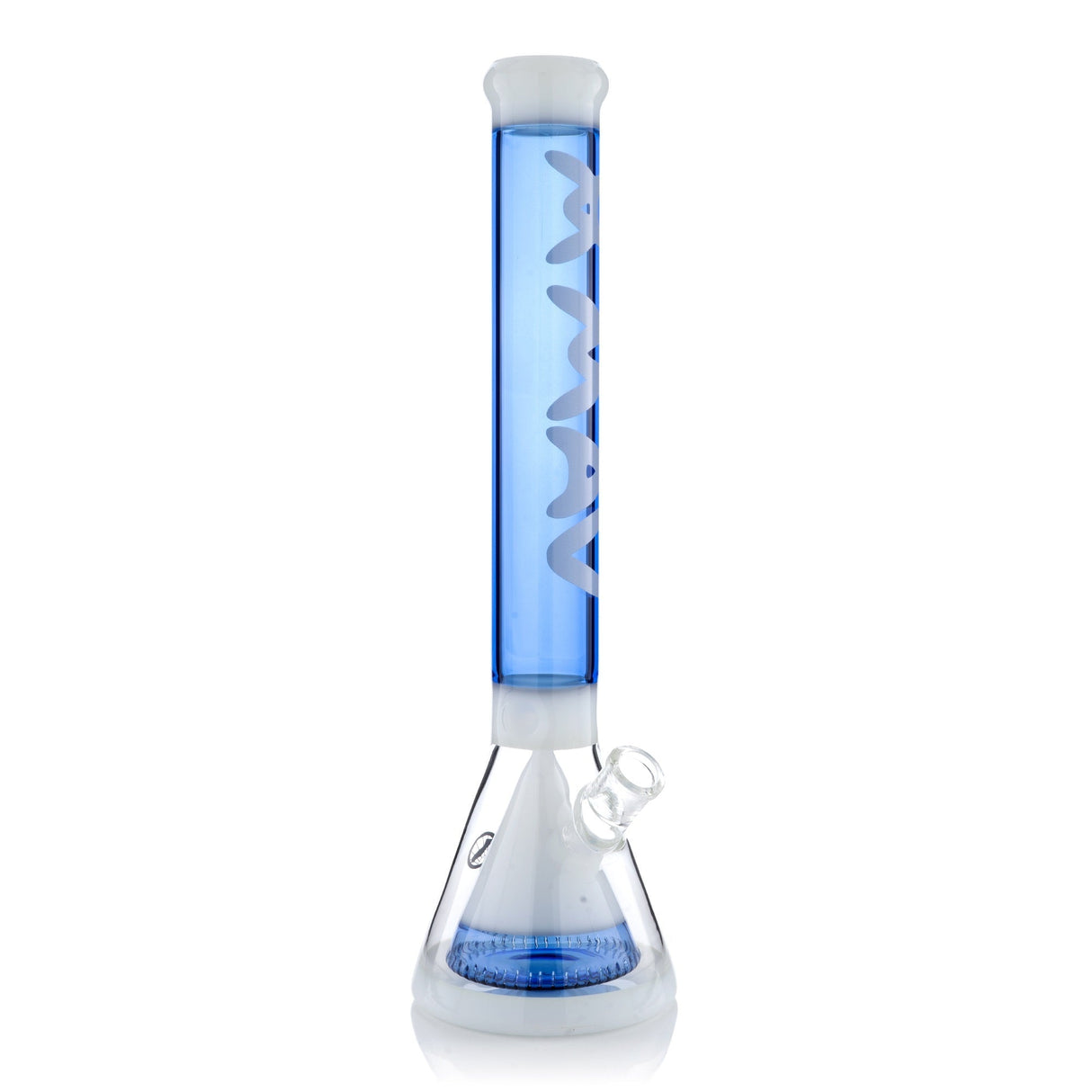 MAV Glass 18" Manhattan Pyramid Beaker with Ice Pinch & Slitted Perc - Blue