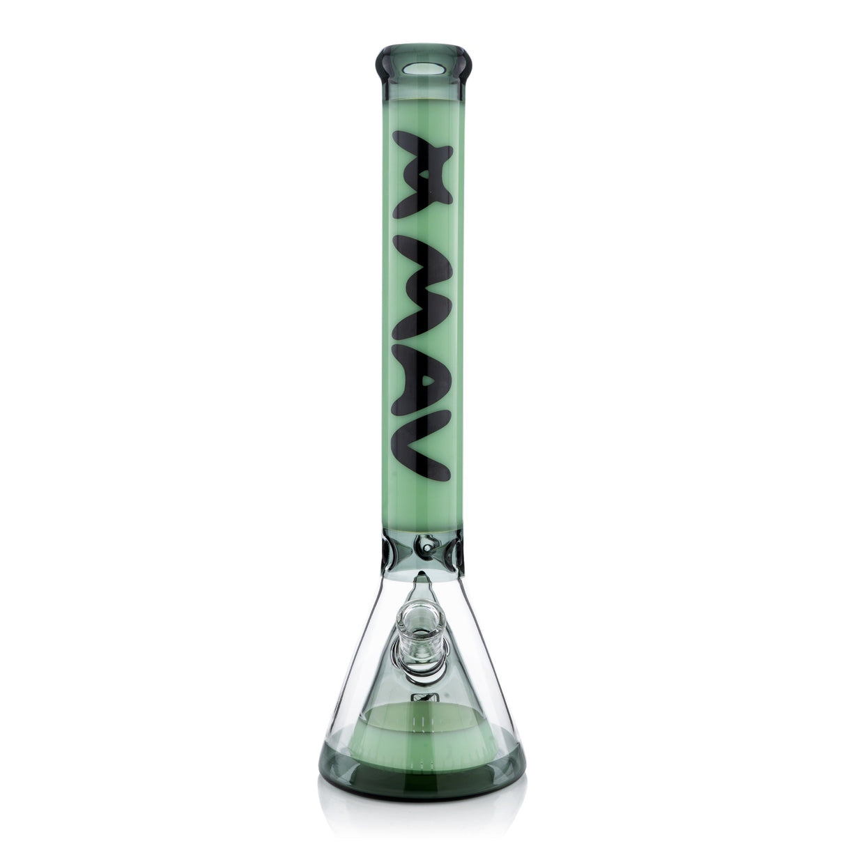 18" Manhattan Pyramid Beaker by MAV Glass with green accents - Front View