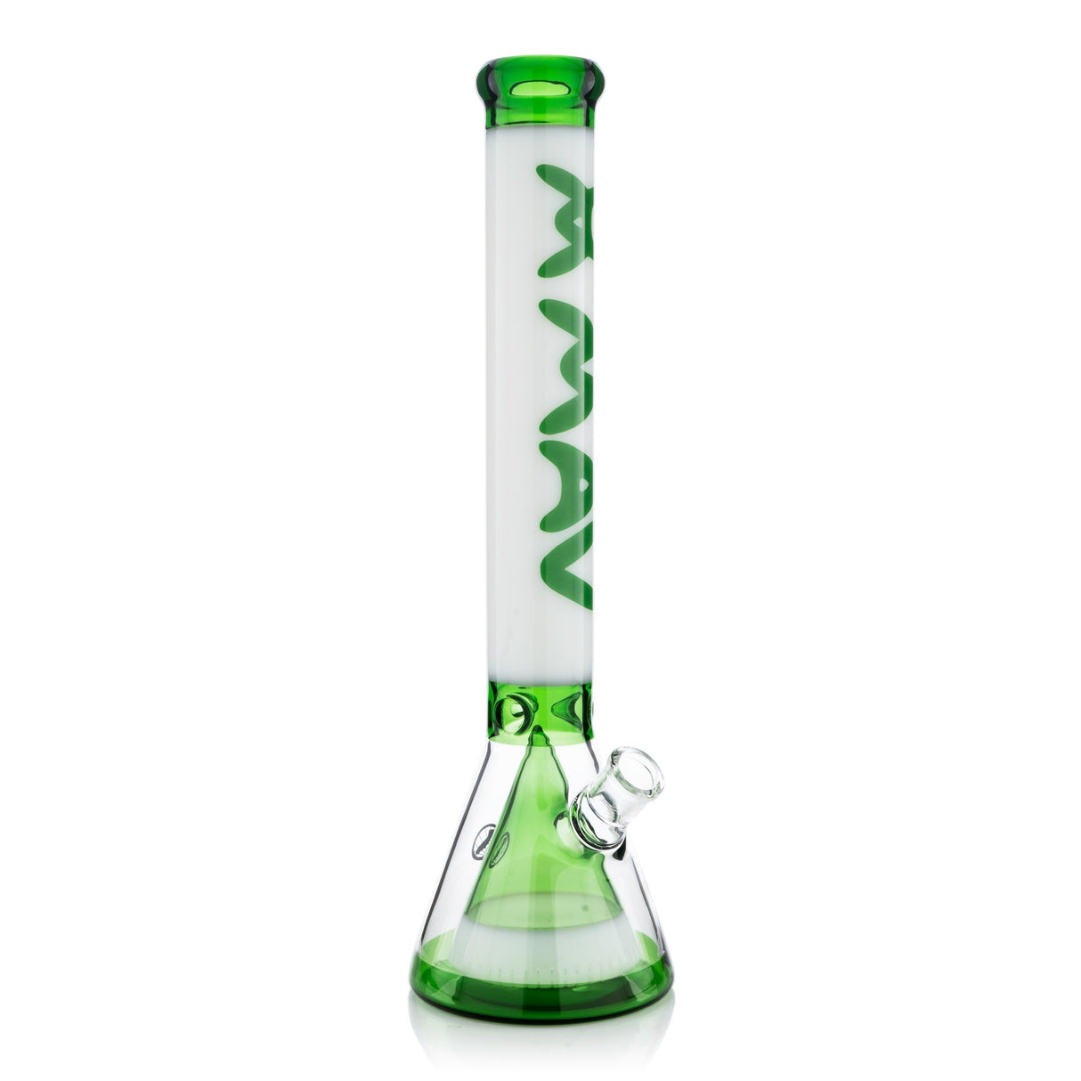 MAV Glass 18" Manhattan Pyramid Beaker Bong in Green - Front View on White Background