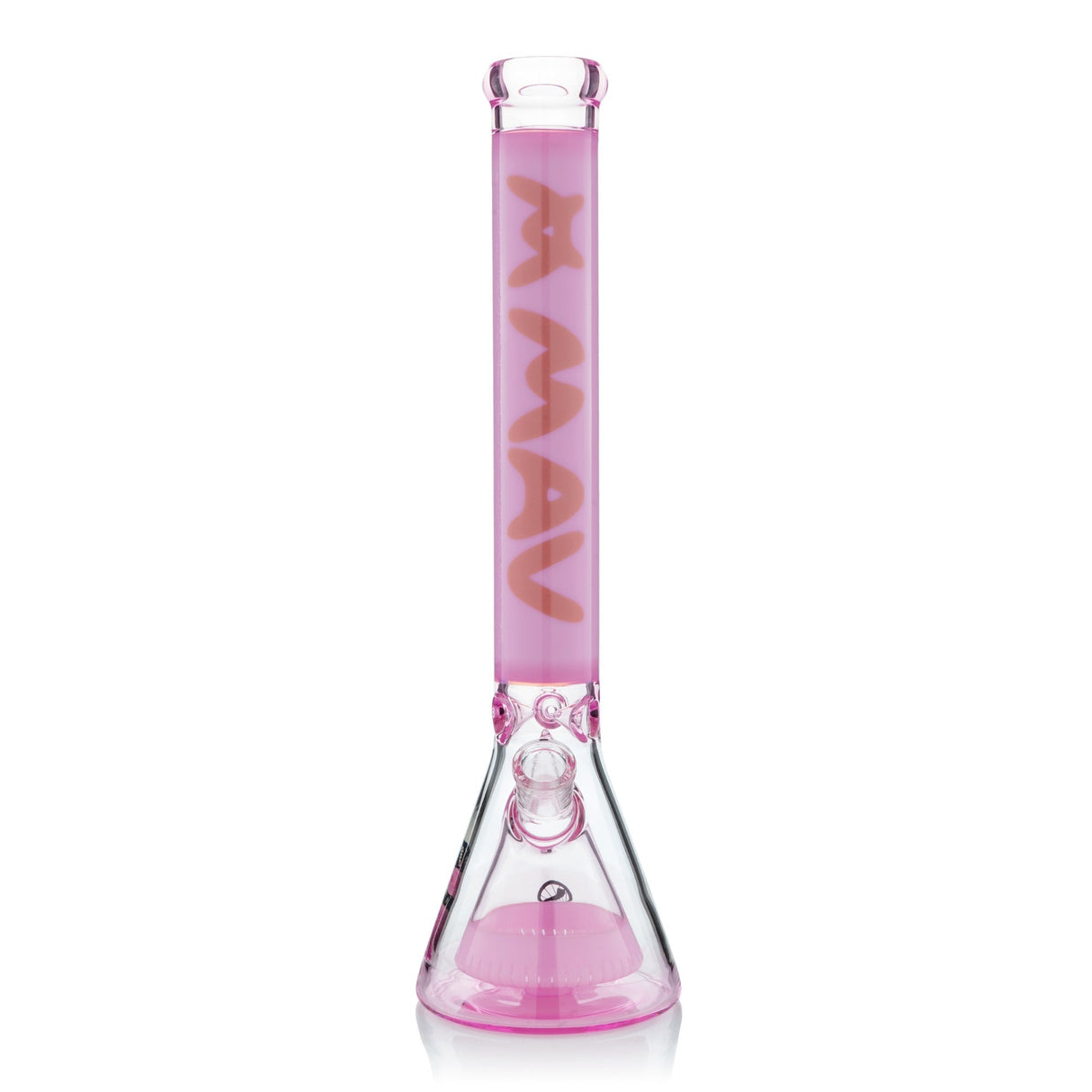 MAV Glass 18" Manhattan Pyramid Pink Beaker with Ice Pinch & Slitted Perc - Front View