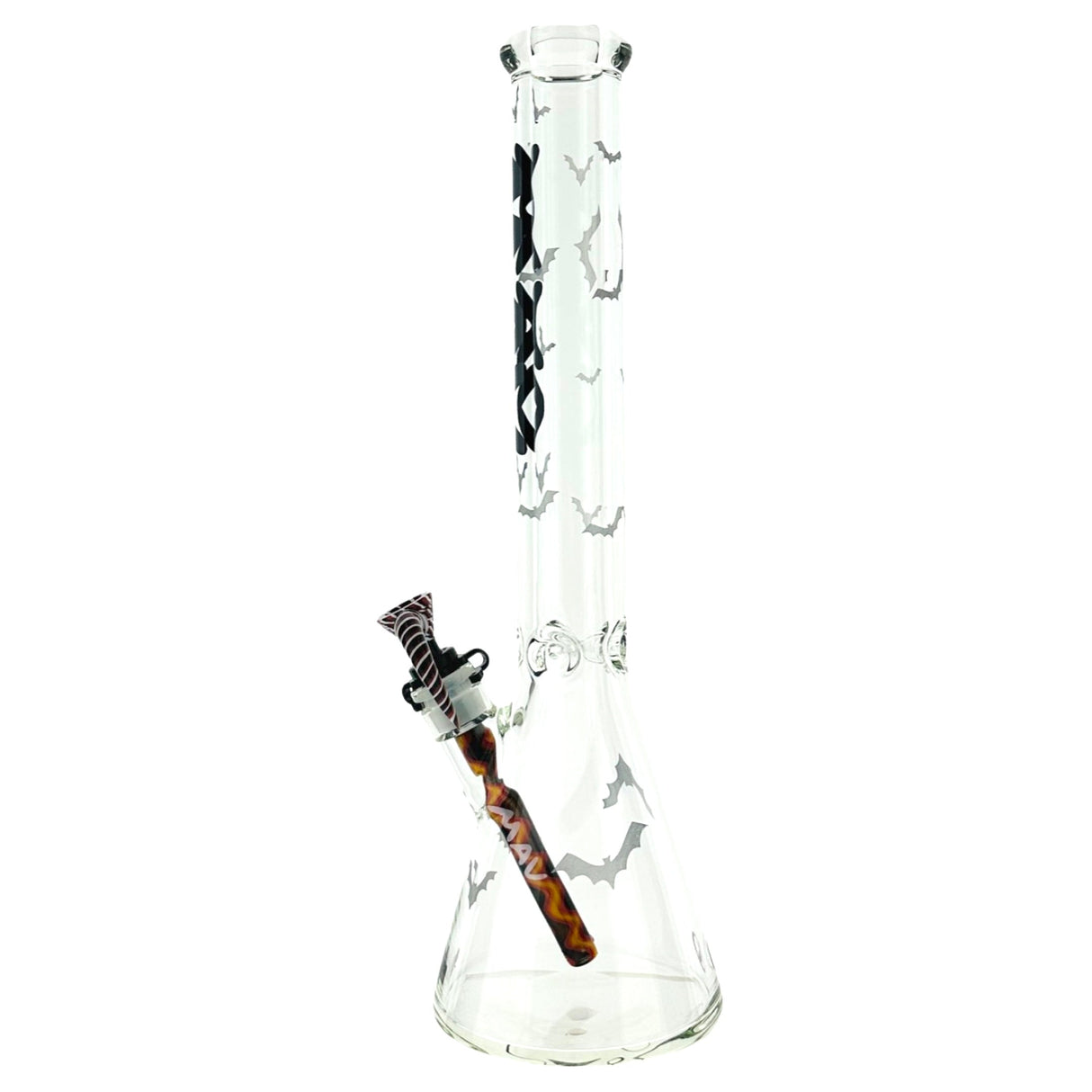 MAV Glass 18" Halloween Special Beaker Bong with Bat Design - Front View