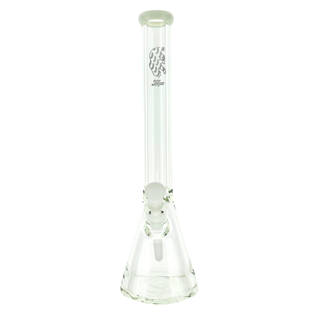 MAV Glass 18" X 9 mm White Laser Bear Bong Front View on White Background
