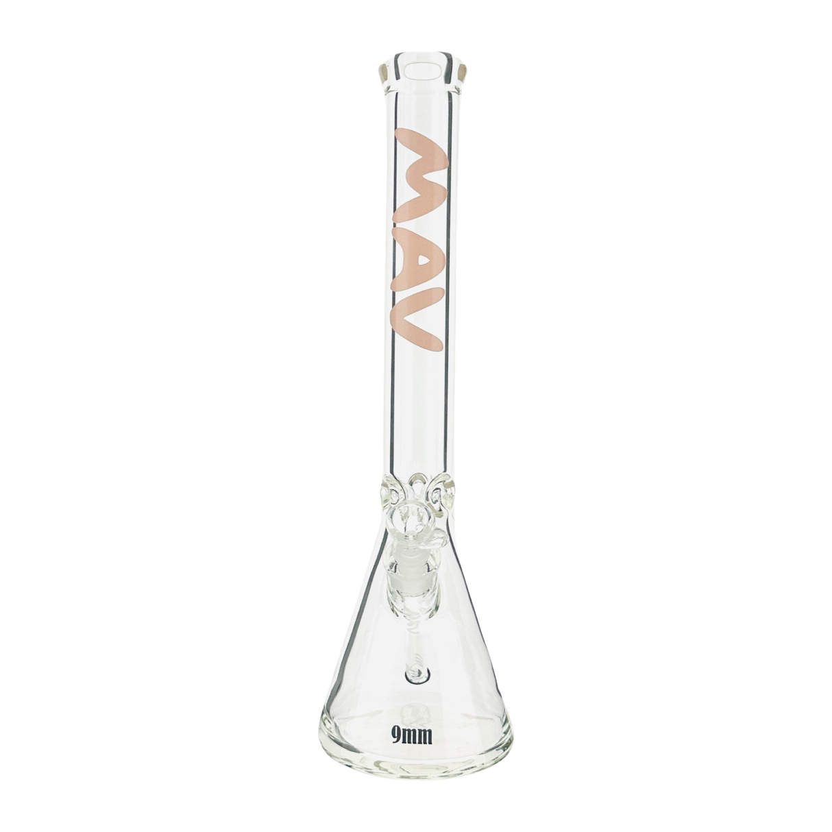 MAV Glass 18" Beaker Bong with 9mm Thickness, Ice Pinch & Clear Downstem Front View