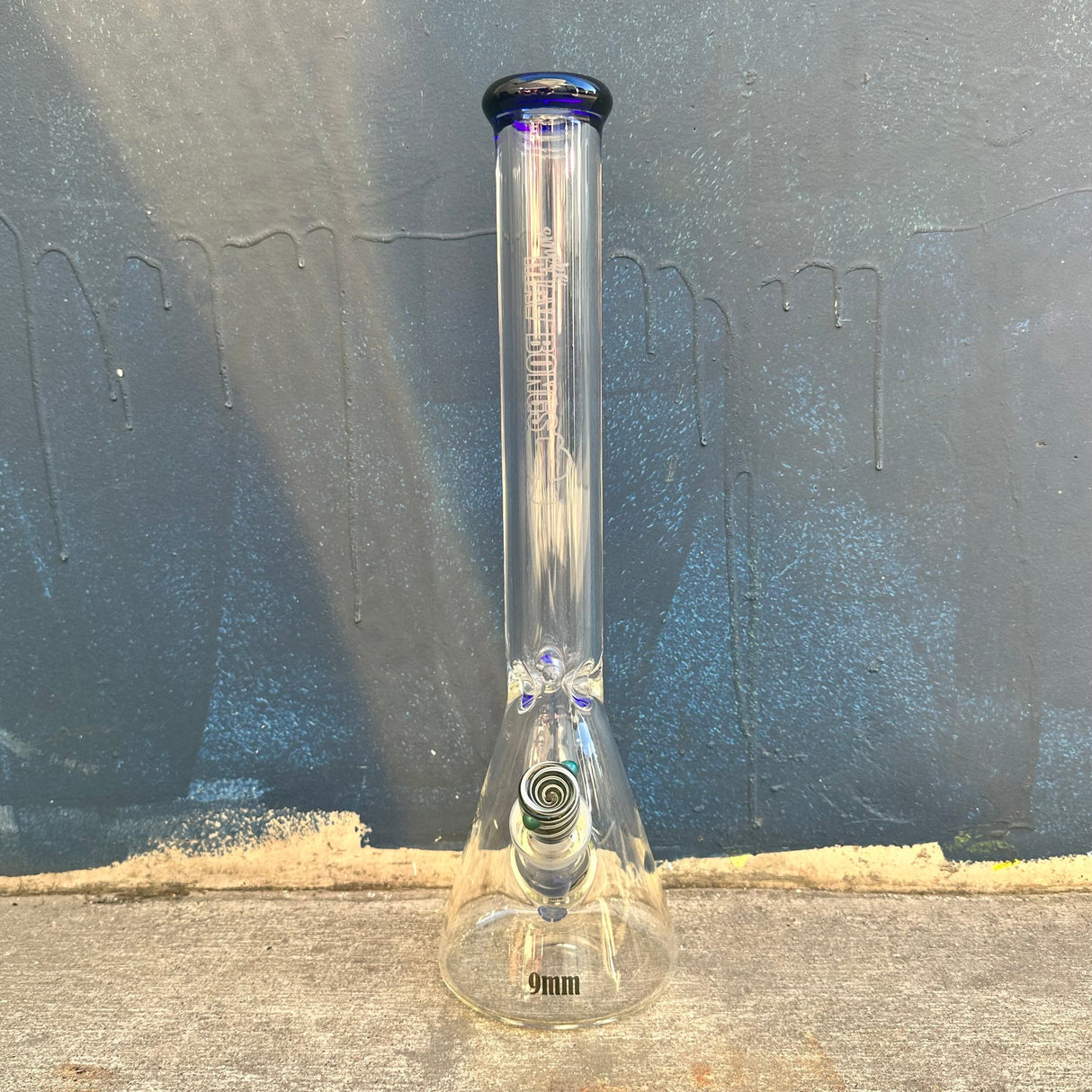 18" X 9mm Smoke MAV Glass Bong with Neon Accents - Front View