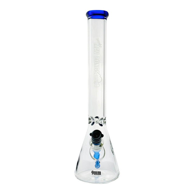 18" Smoke MAV Glass Beaker Bong with Neon Blue Accents - Front View
