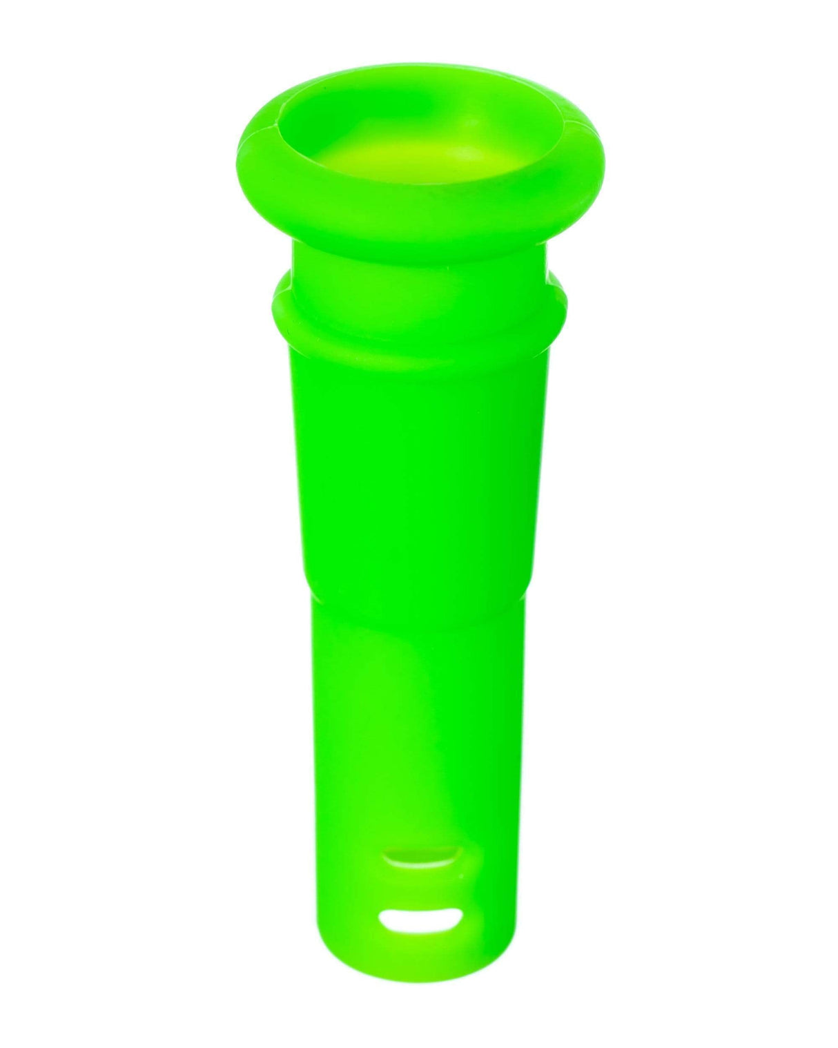 Green 18mm to 14mm Silicone Downstem for Bongs, Front View on White Background