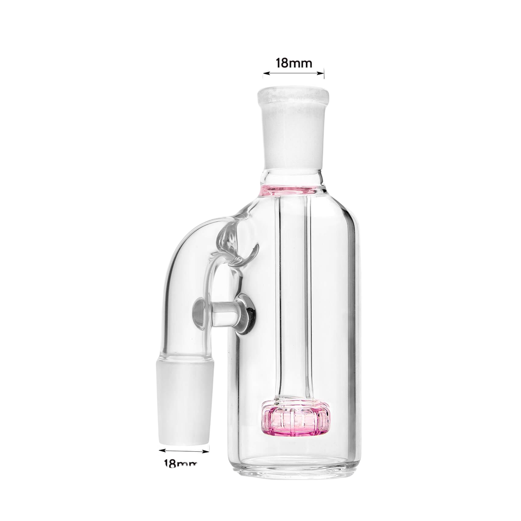 PILOT DIARY 18mm 90 Degree Ash Catcher in Pink with Clear Glass, Front View