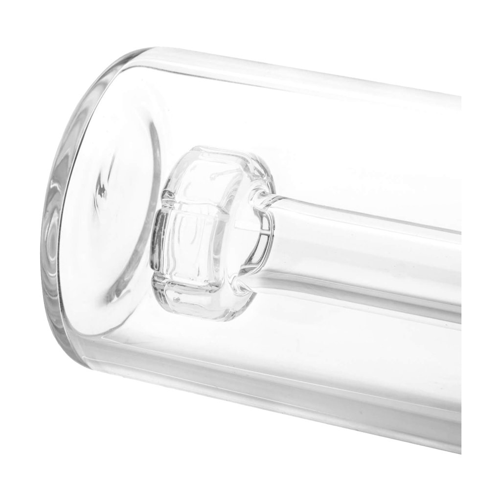 Close-up of PILOT DIARY 18mm Ash Catcher 90 Degree, clear glass, side view