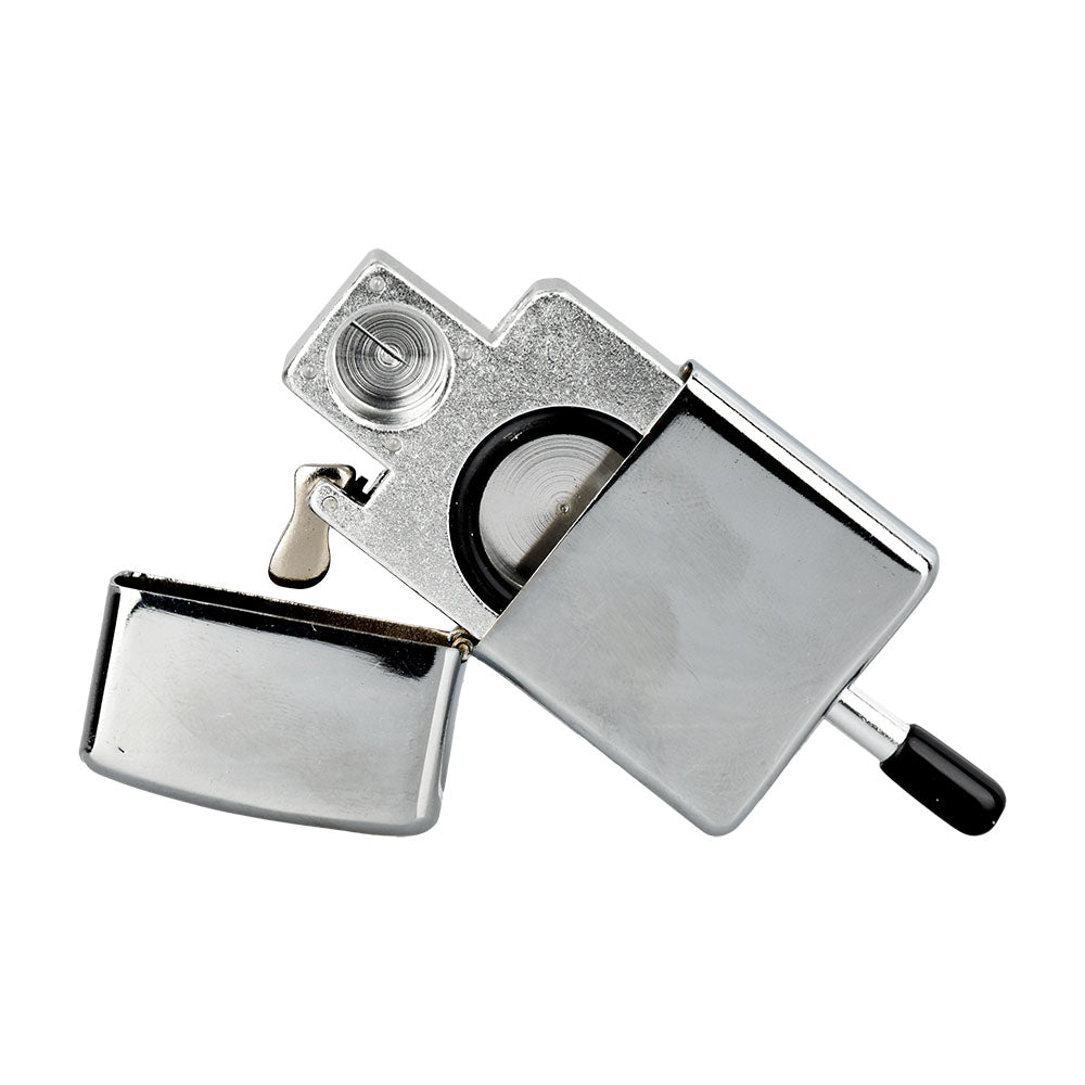 Old School Lighter Pipe, 2" Hand Pipe, Clear Color, Top View on White Background