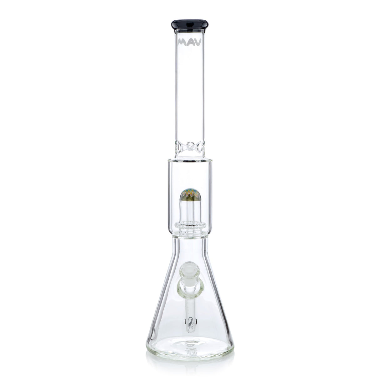 MAV Glass 19" Wig Wag Reversal UFO Tall Beaker Bong Front View on White Background