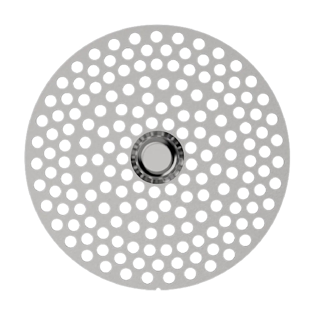 Flower Mill 2.5" Extra Fine Mill Plate, top view on seamless white background