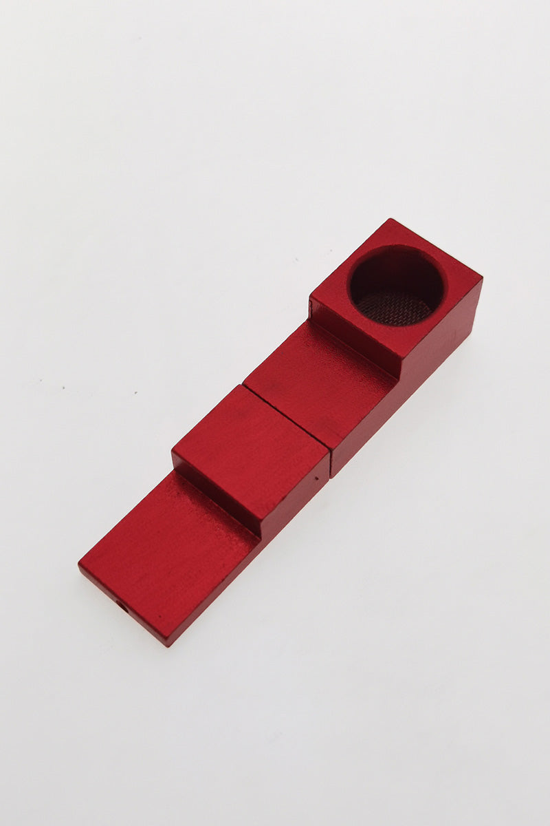 Thick Ass Glass 1" Red Two-Piece Magnetic Metal Stealth Pipe, Extra Small, Top View