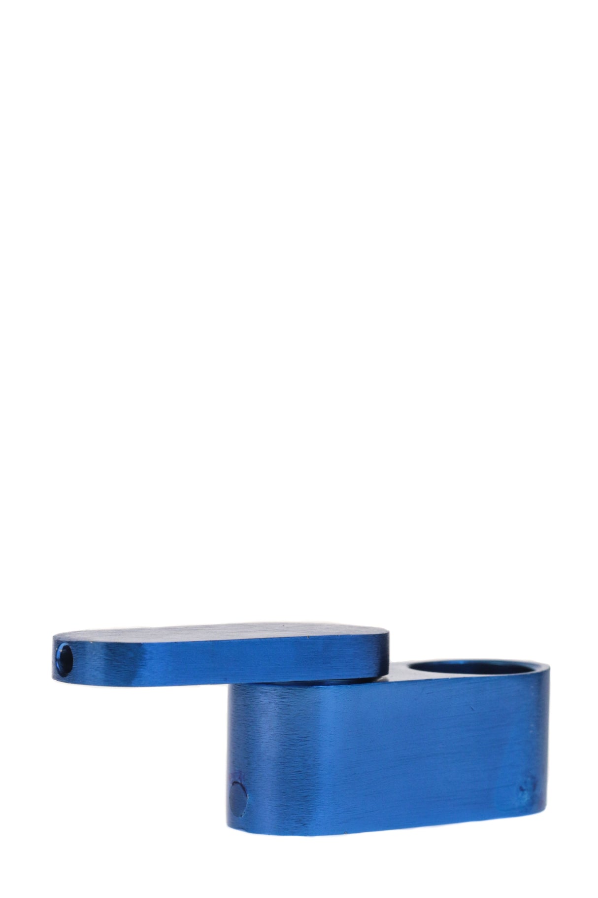 Thick Ass Glass 1.75" Metal Twister Stealth Dry Pipe for Herbs, Blue, Front View