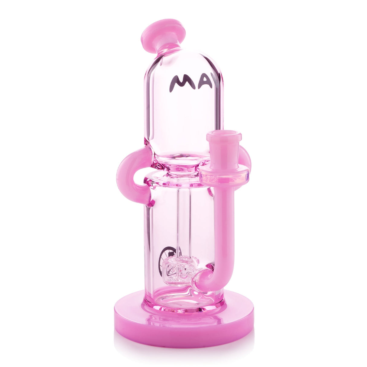 MAV Glass 8" Pink Pillbox Dab Rig with Shower Perc and Double Uptake - Front View