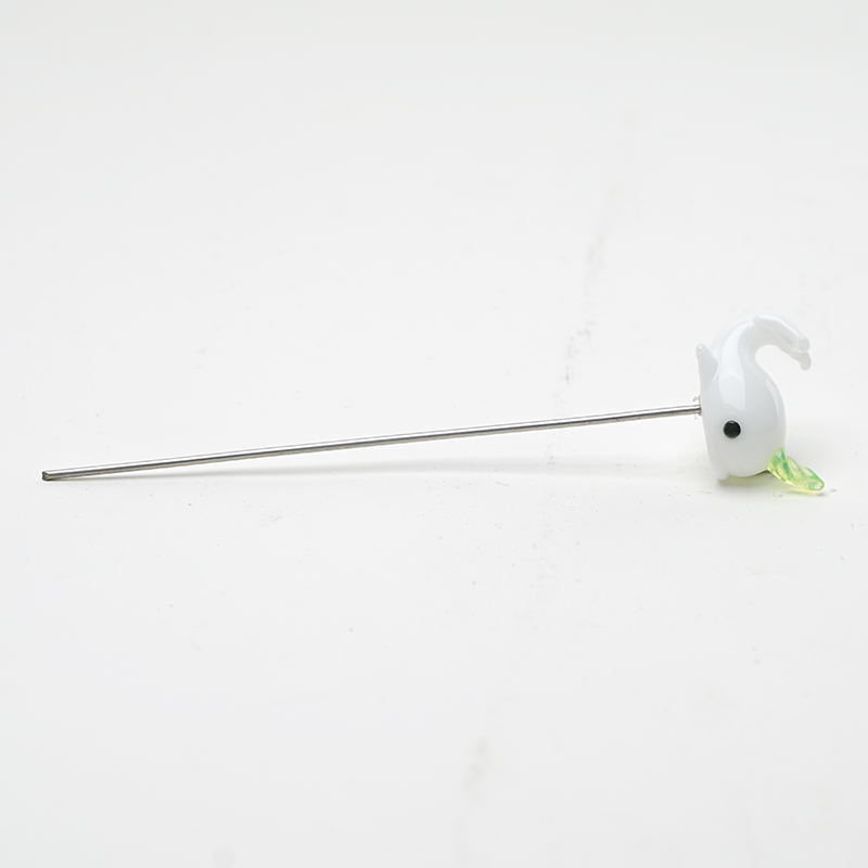 Empire Glassworks Cozmic Narwhal Poker, Borosilicate Glass, Side View on White