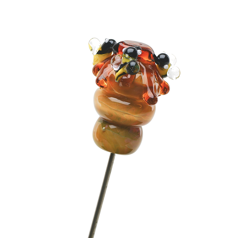 Empire Glassworks Beehive Poker with intricate honeybee design on a white background