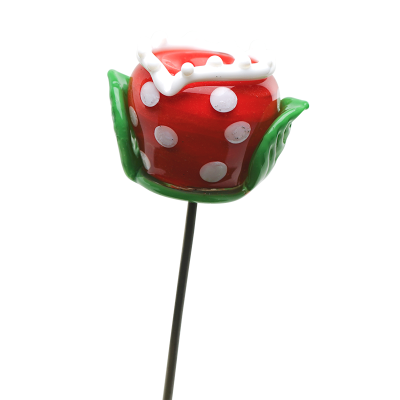 Empire Glassworks Piranha Plant Poker, Borosilicate Glass, Front View on Seamless White