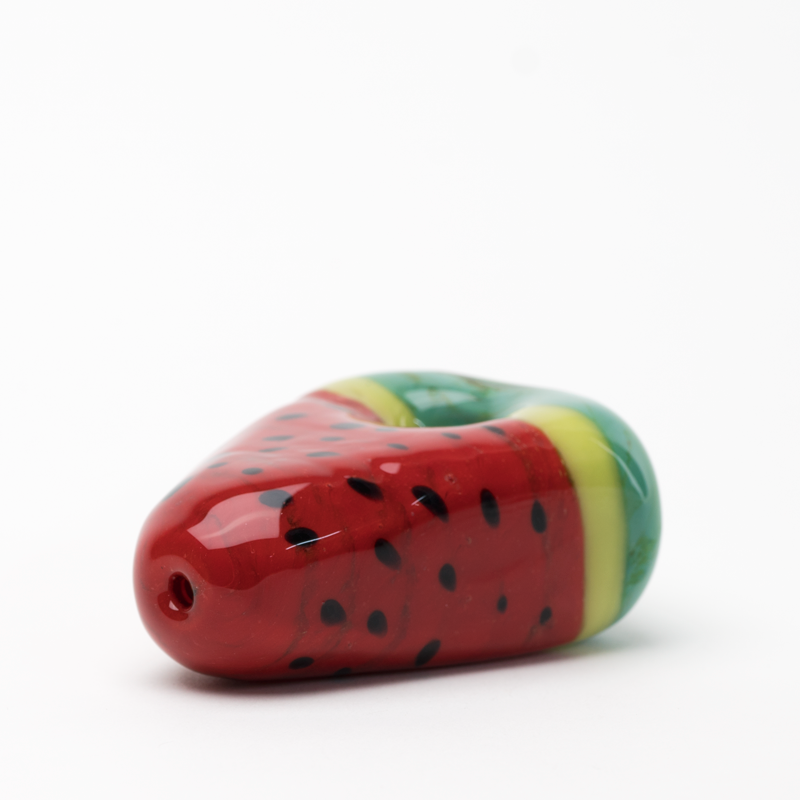 Empire Glassworks Watermelon Dry Pipe, Borosilicate Colored Glass, Angled Side View