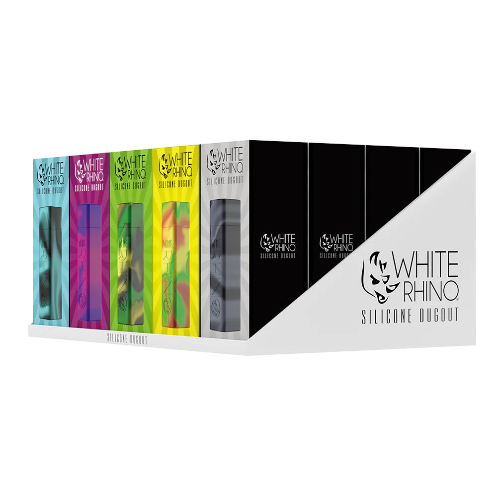 White Rhino Silicone Dugouts in Assorted Colors Displayed in 20PC Pack