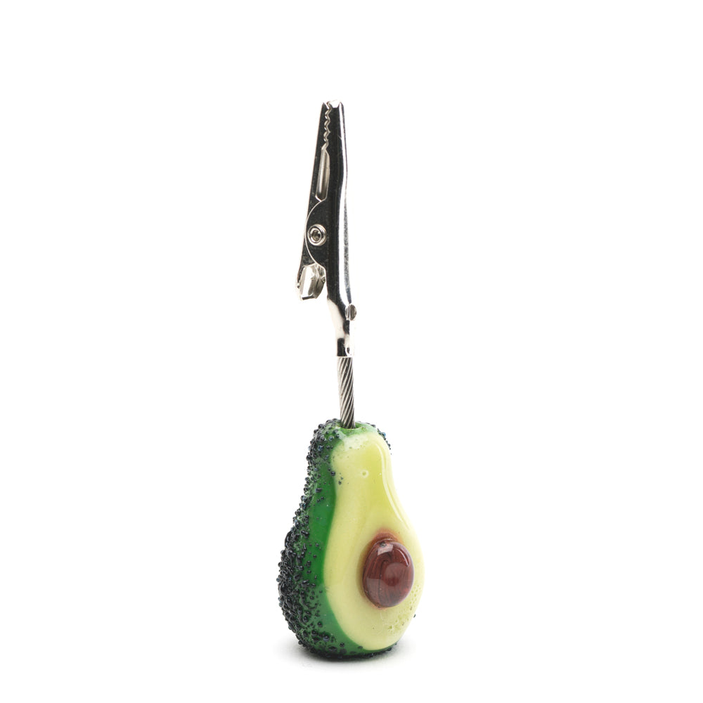 Empire Glassworks Avocado Roach Clip - Borosilicate Glass, Front View on White Background