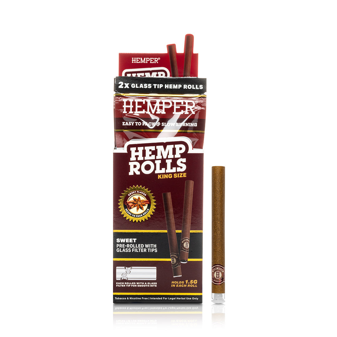 Pre-Rolled King Size Glass Tipped Hemp Rolls | 2PK