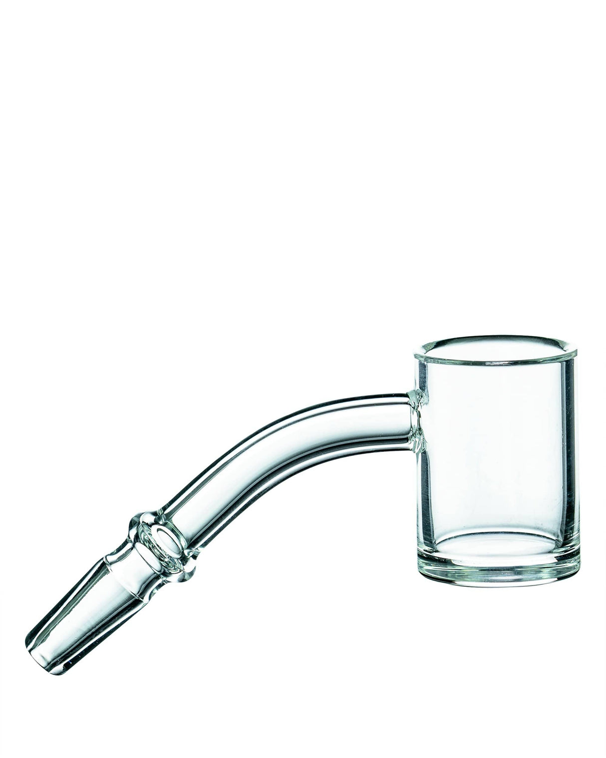 Clear 25mm Quartz Banger Nail for Dab Rigs, 14mm Male Joint at 45 Degree Angle, Side View