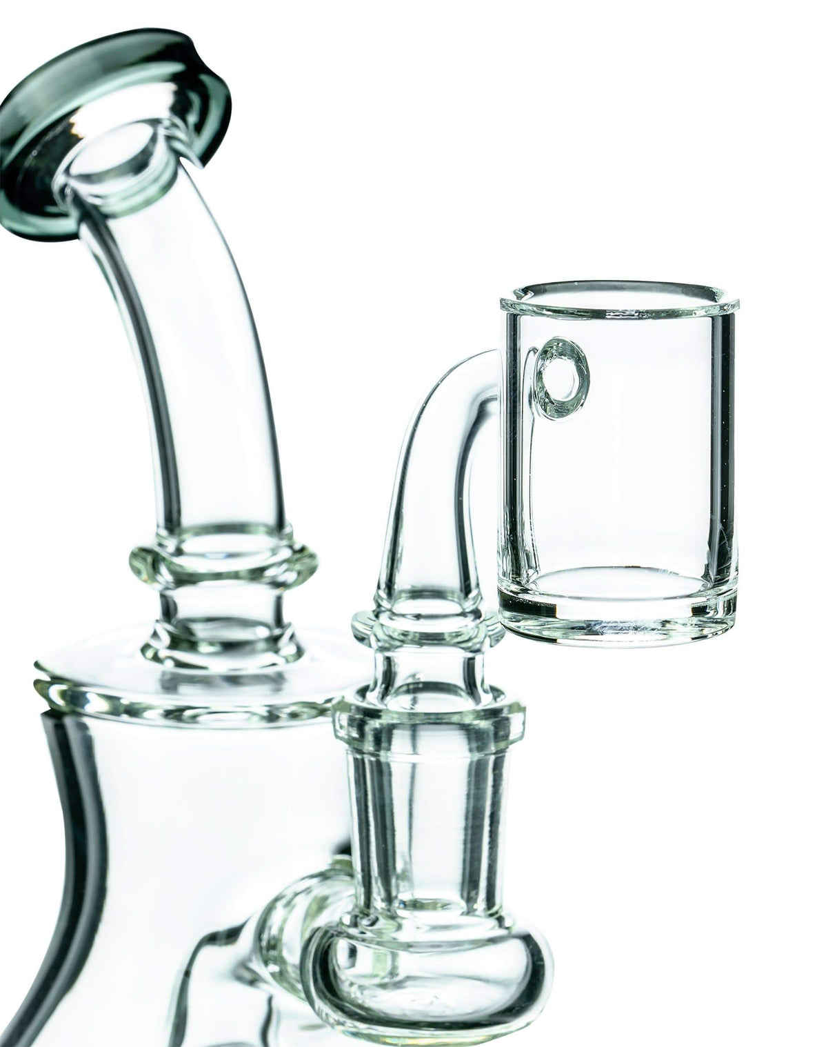 Clear 25mm Quartz Banger Nail for Dab Rigs, 45 Degree Joint Angle, Close-up Side View