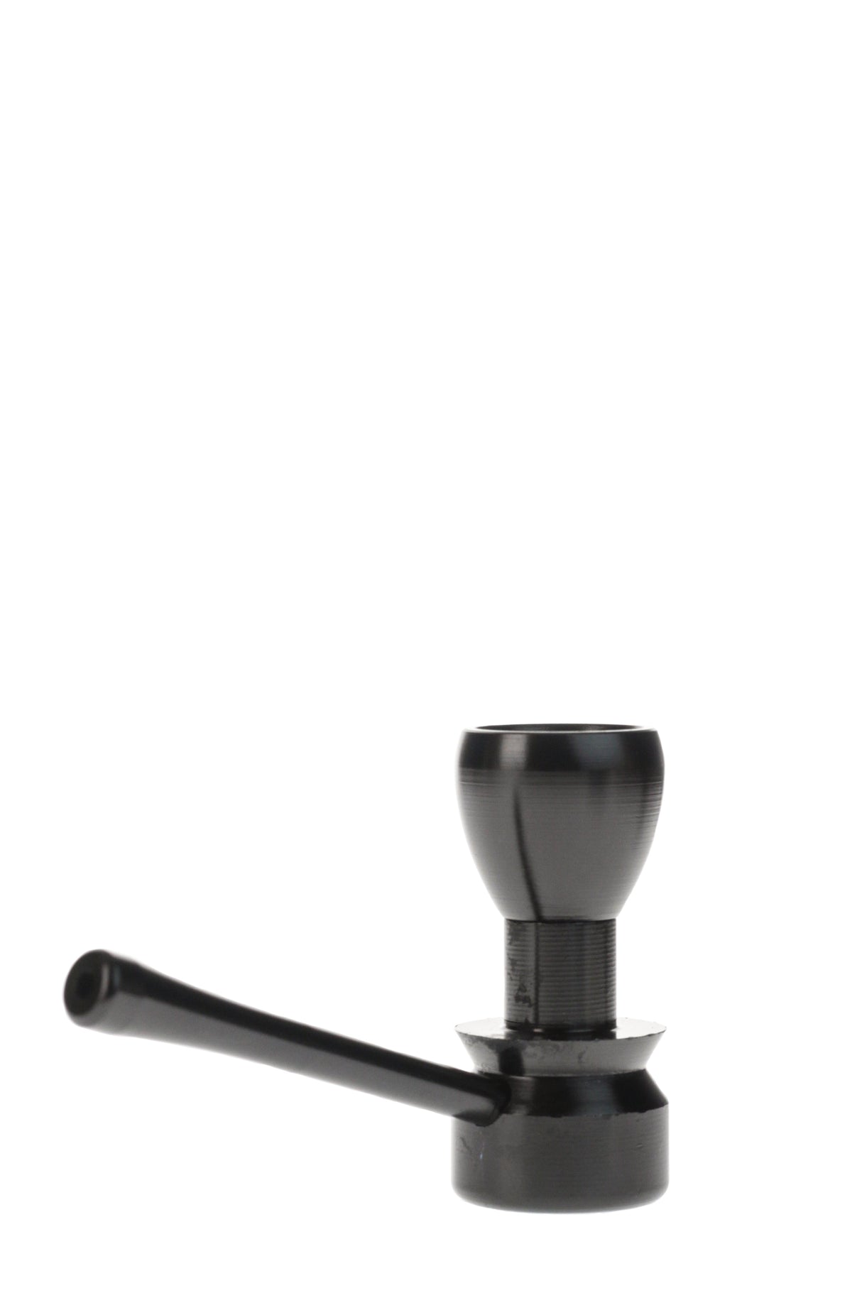 Thick Ass Glass 2.25" Black Metal Stealth Dry Pipe for Herbs, Extra Small Side View