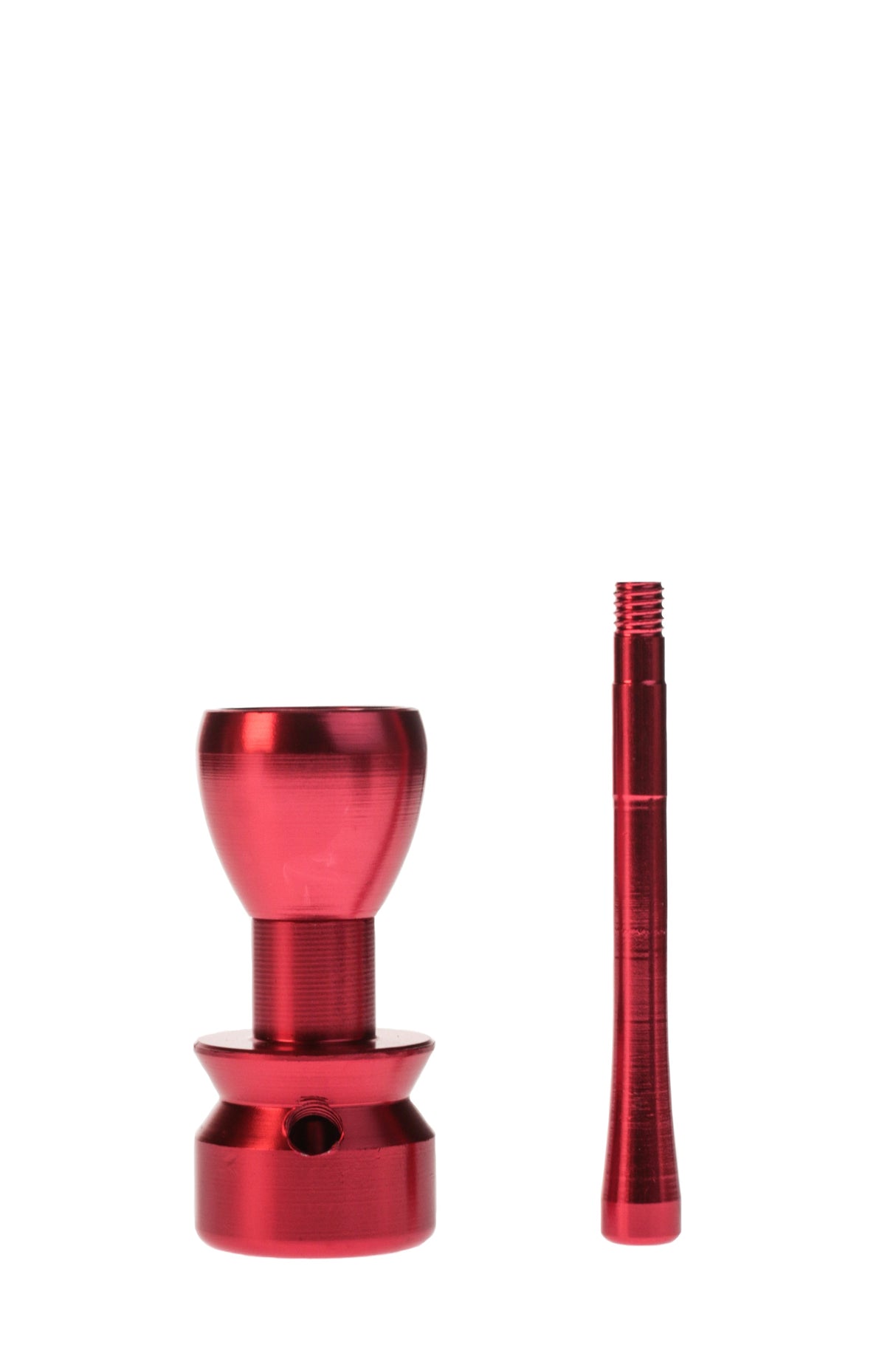 Thick Ass Glass Compact Metal Stealth Pipe in Red, 2.25" Easy-to-Carry Design, Front View