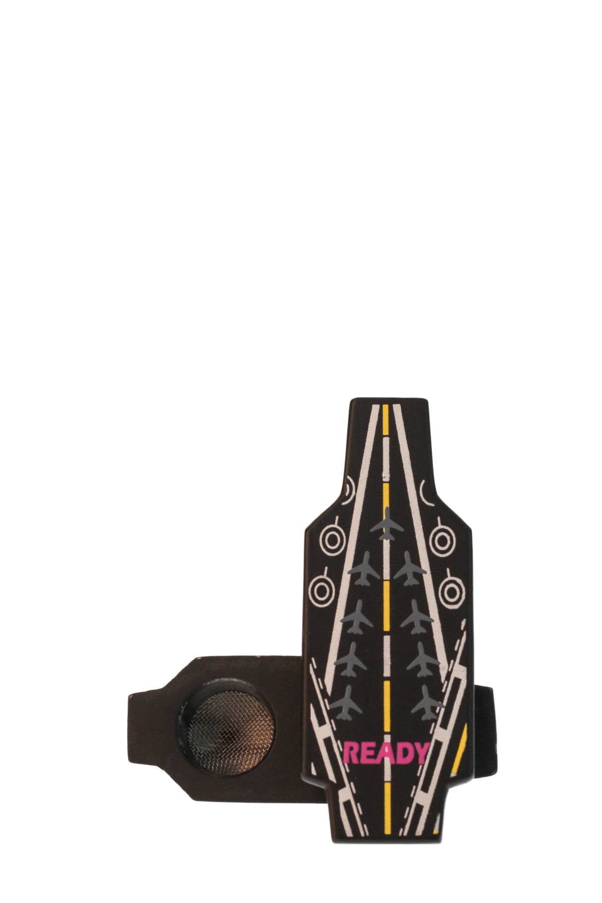 Thick Ass Glass 2.5" Metal Aircraft Carrier Pipe, Stealth Dry Herb Design, Front View